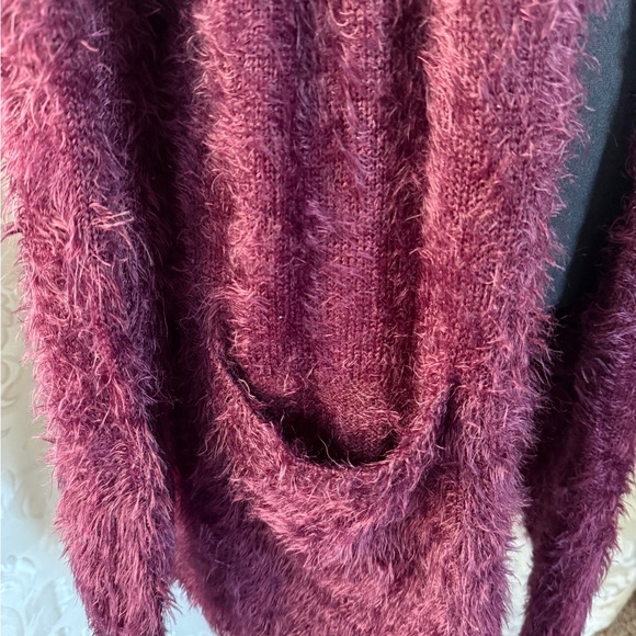 Chelsea & Theodore Fuzzy Maroon Cardigan - Picture 2 of 5